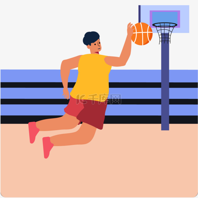 篮球灌篮运动人物插画