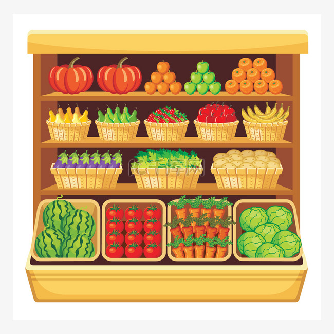 超市。蔬菜和水果.