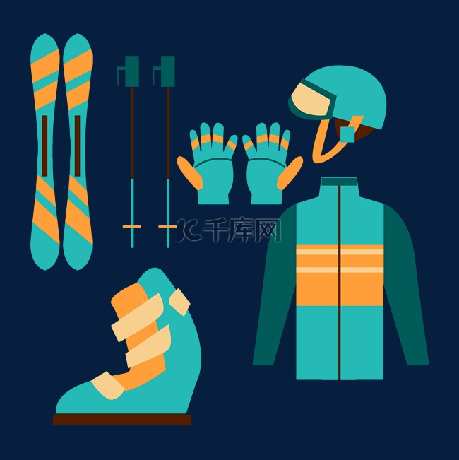冬季滑雪用品套图冬天运动装备