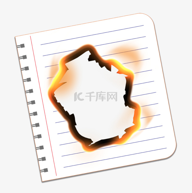 橙色笔记本纸燃烧火焰撕纸
