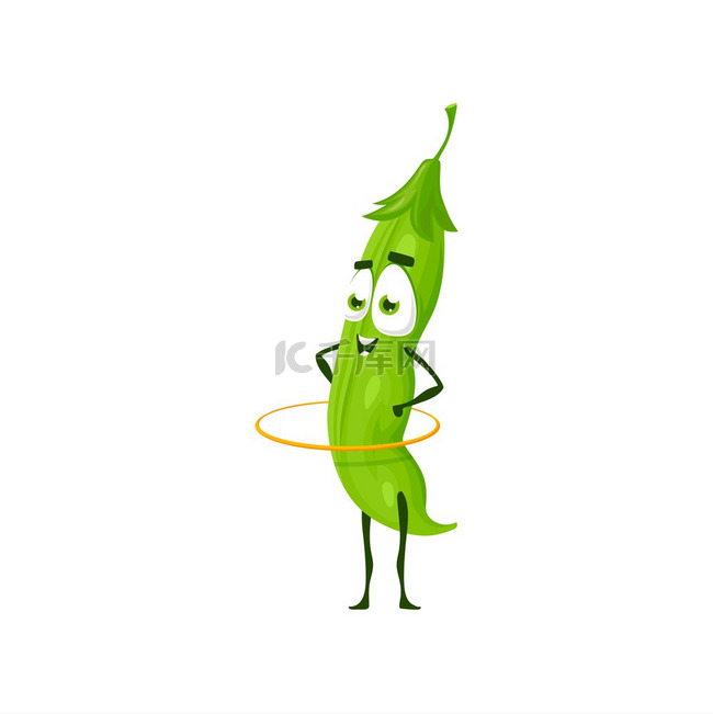 豌豆蔬菜卡通人物运动和健身方面