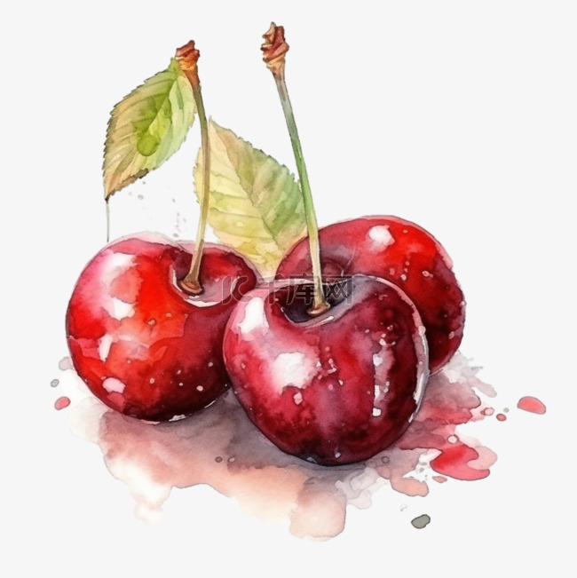 卡通手绘夏季水果樱桃
