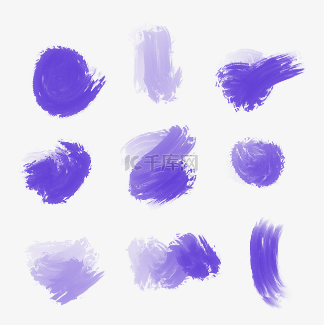 水彩紫色笔刷墨迹套图