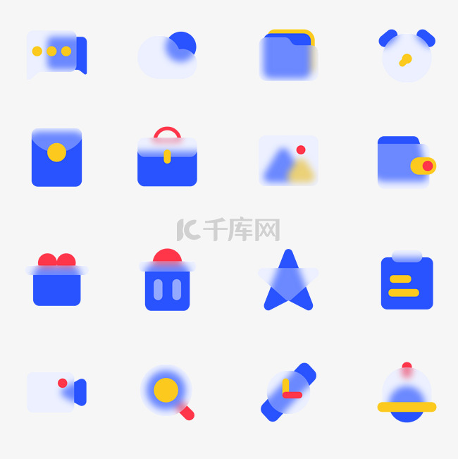 蓝色毛玻璃磨砂图标icon