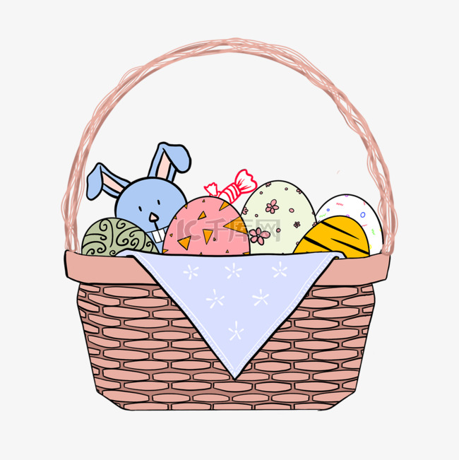兔子餐布复活节篮子剪贴画