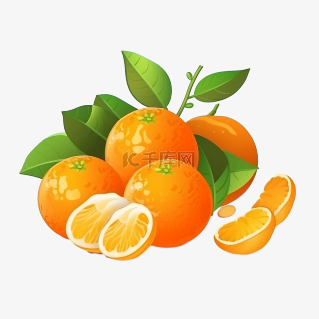 卡通手绘水果柑橘