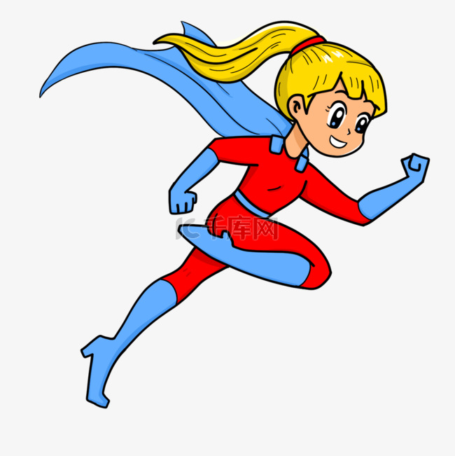 女超人卡通可爱奔跑