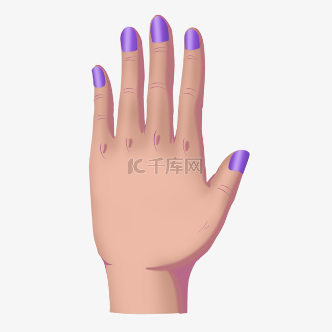 美甲彩妆紫色指甲油的手