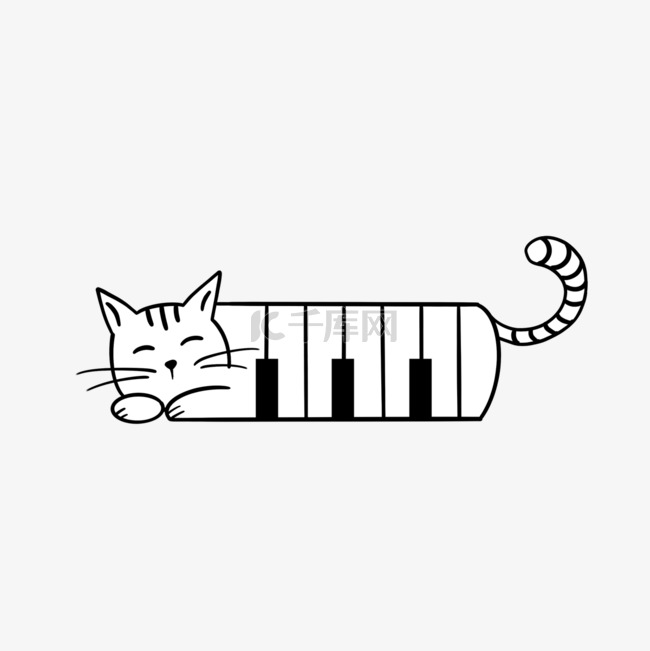 钢琴键盘趴着的猫咪