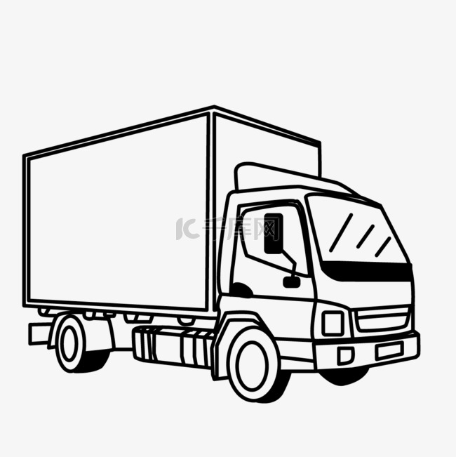 侧面运输货车货柜卡车剪贴画黑白