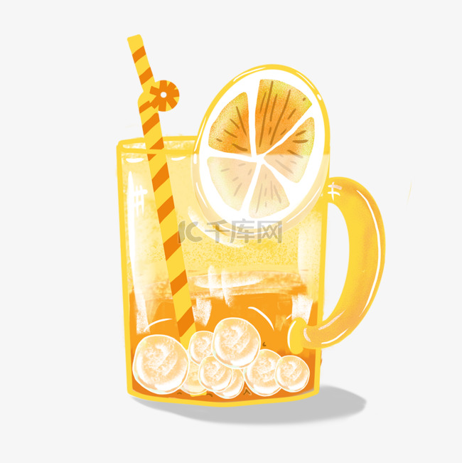 吸管饮品夏季柠檬水剪贴画
