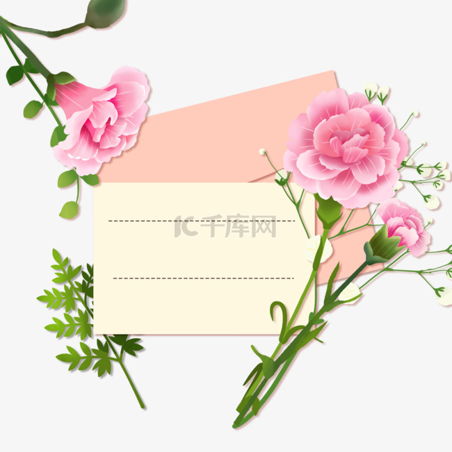 粉色康乃馨卡片纸张韩国感恩月