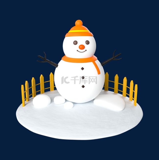 3d立体冬季雪人装饰