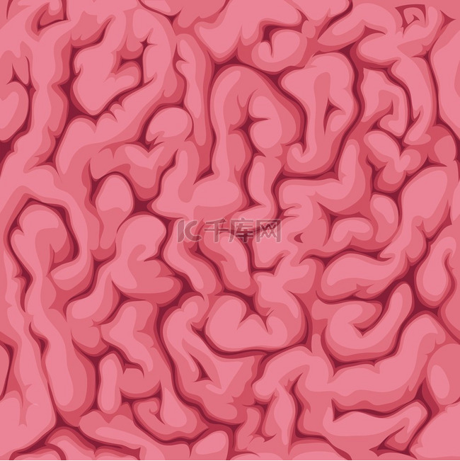 人脑无缝模式粉红色矢量背景有颅