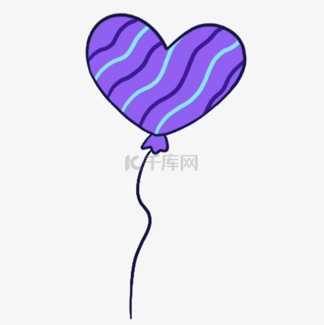 蓝紫色系生日组合条纹爱心气球