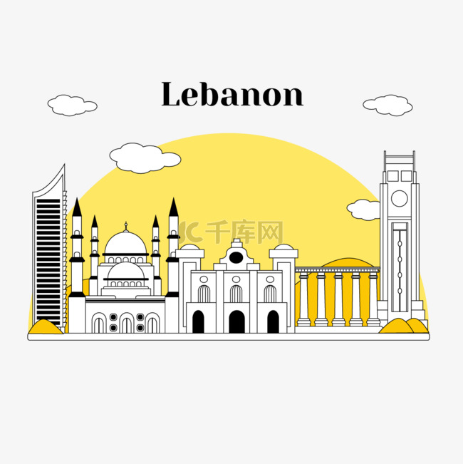 黎巴嫩天际线黄色创意