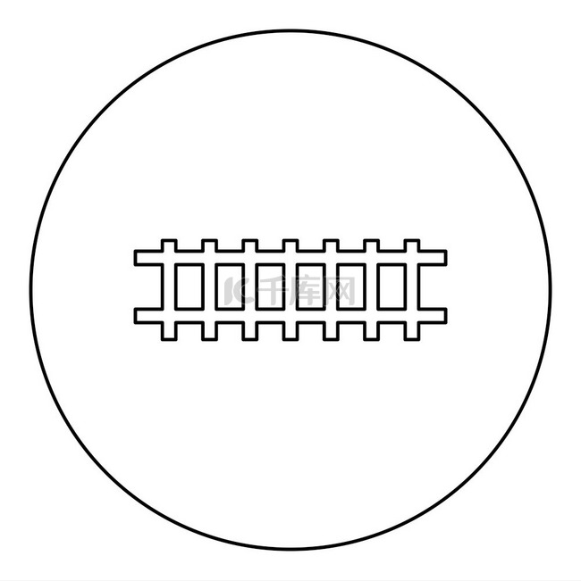 Rail rails Railroad Railway Train track icon in circle round black ...