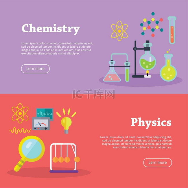 化学和物理科学横幅矢量化学和物