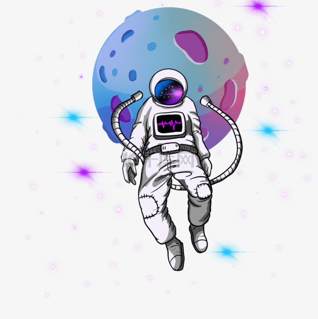 紫色星球失重宇航员