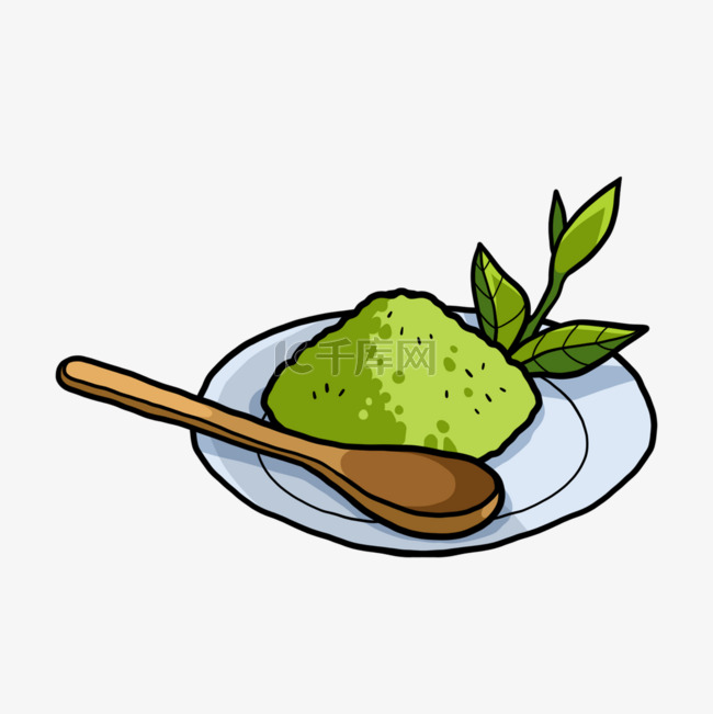 甜点绿色食物勺子绘画图片