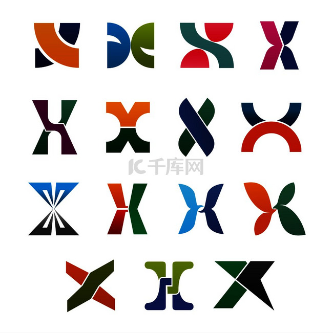 用于企业标识字体设计的字母 X