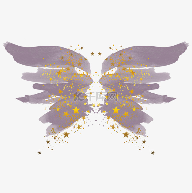 浅紫色笔刷光效翅膀