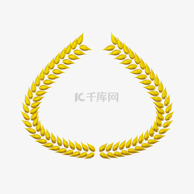 3DC4D立体金色麦穗花环