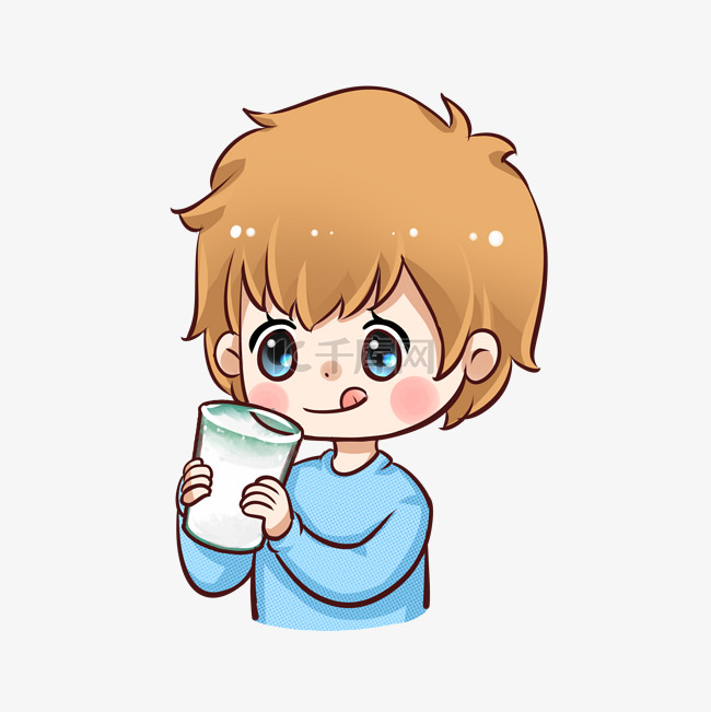 喝牛奶饮料男孩