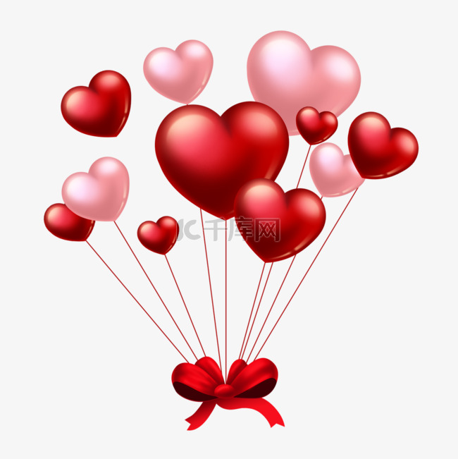 爱心气球红色蝴蝶结