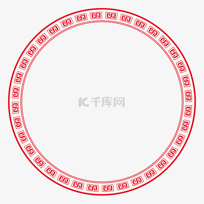 中国风极简红色回纹圆框