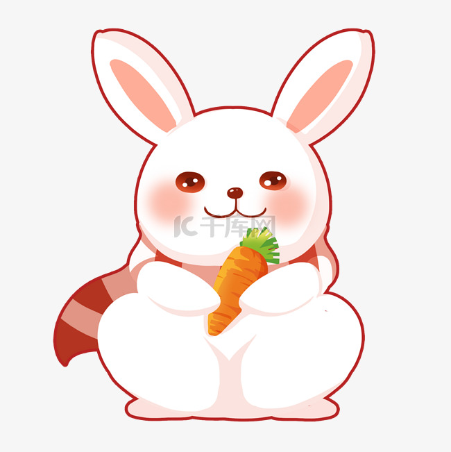 兔年兔子吃萝卜可爱形象
