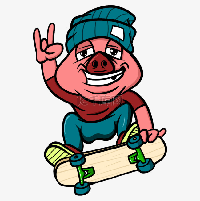猪波普嘻 风格滑板