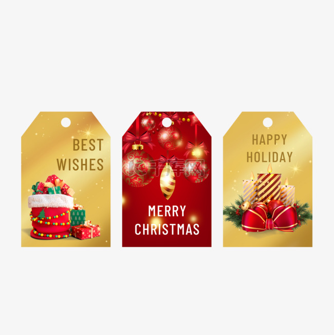 圣诞节促销标签金色渐变创意