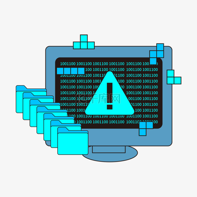 卡通电脑文件夹二进制弹窗危险病
