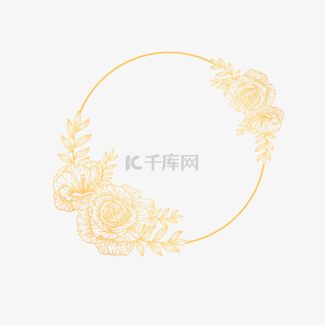 金线花卉婚礼花朵边框