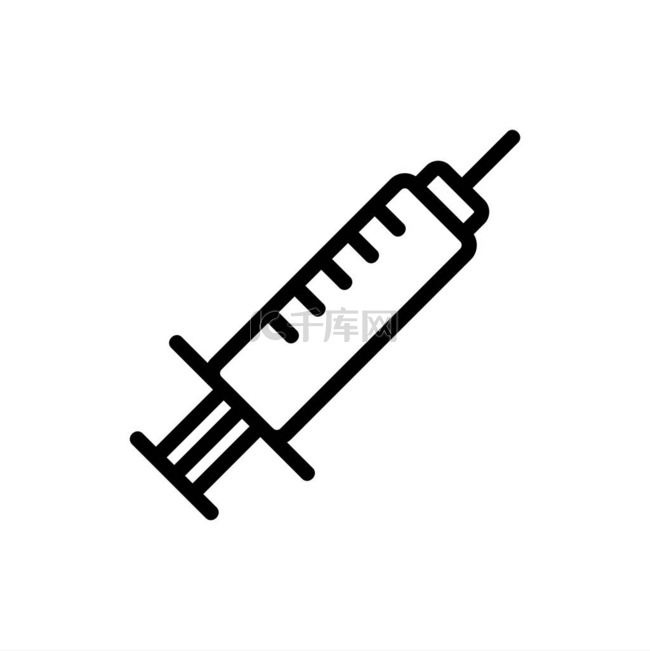 注射器，用于刺破病媒图标。孤立