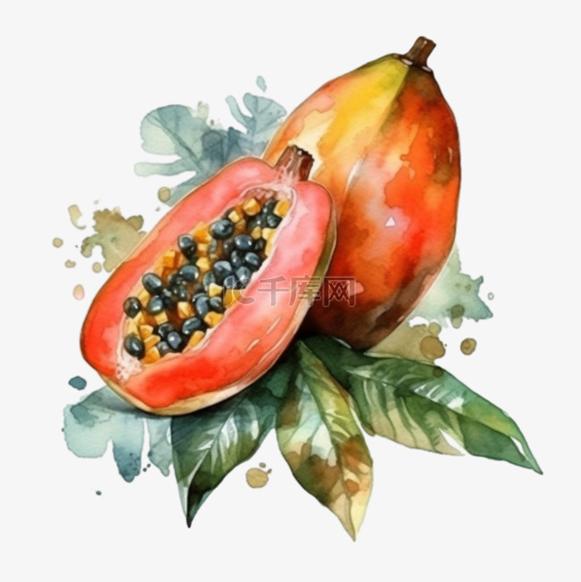 卡通手绘夏季水果木瓜