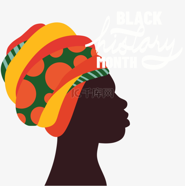 彩色头巾的黑种人女性剪影黑人历