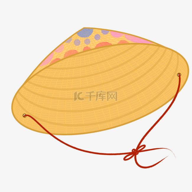 水彩花纹越南锥形帽