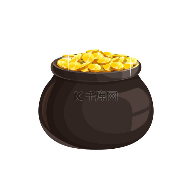 有金色矢量图标的罐子有金色硬币