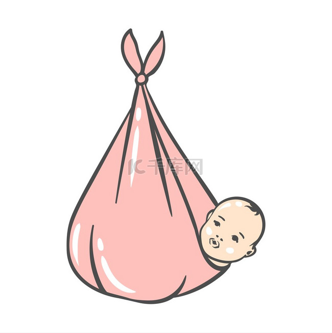 刚出生的女婴的插图。