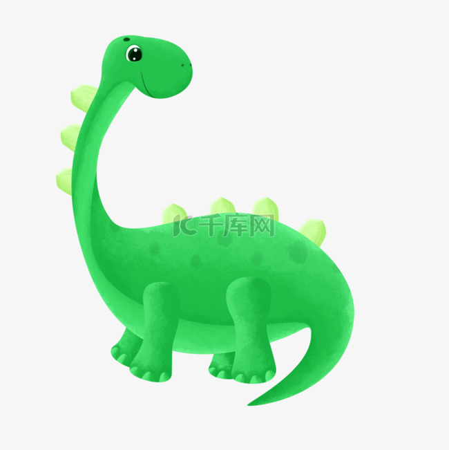 水彩绿色恐龙怪物