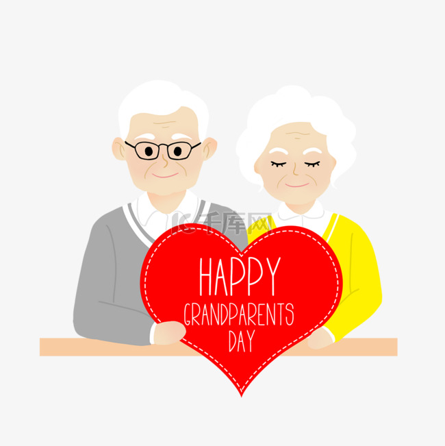 红色爱心可爱祖父母日