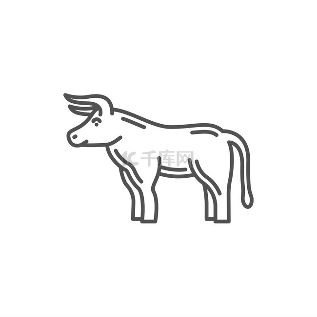 生肖牛中国星座动物孤立线条艺术