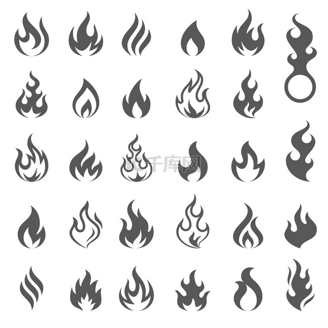矢量火和火焰图标集