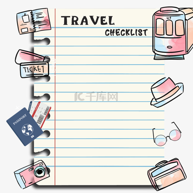 笔记本旅行计划旅行清单夏季旅游