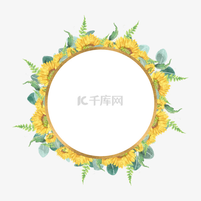 花卉圆边框向日葵