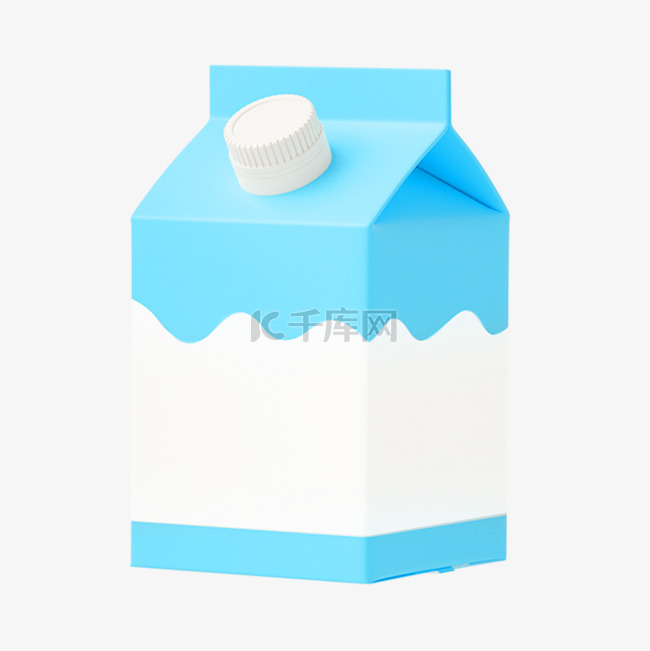 蓝色卡通C4D立体牛奶食物