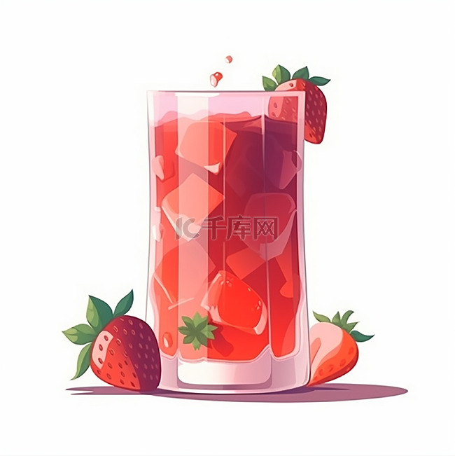 一杯鲜榨草莓果汁