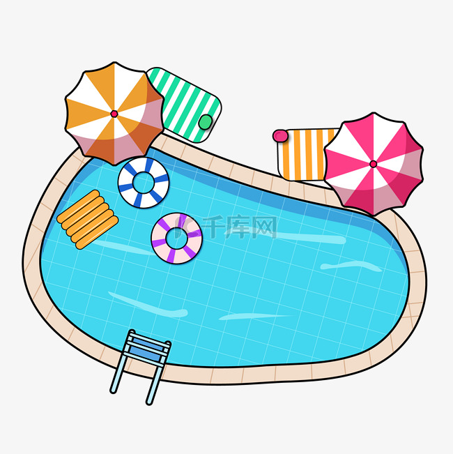 夏天户外活动游泳泳池救生圈遮阳